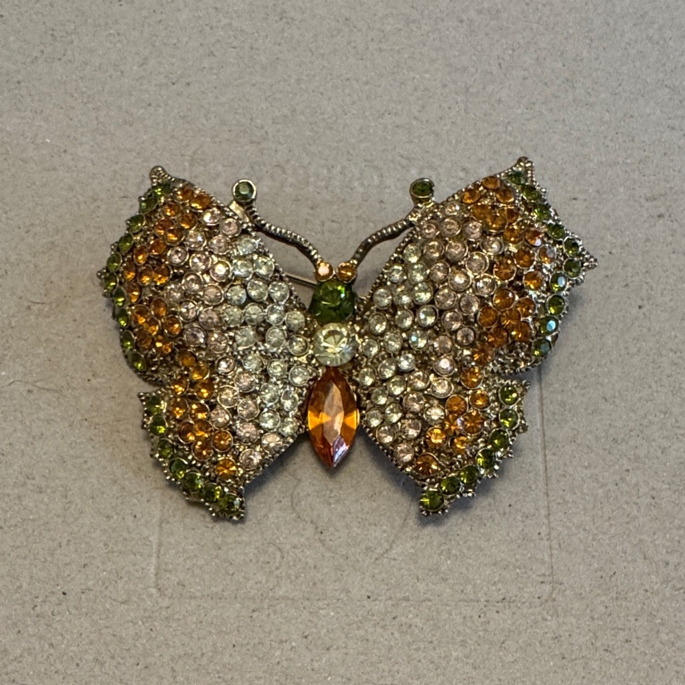 Elegant Butterfly Brooch with Crystal Accents